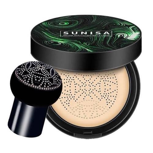 SUNISA Foundation Base Water proof Mushroom Head Air Cushion, BB CC Cream Moisturizing, Liquid Foundation with Sponge, 1 PC - CA