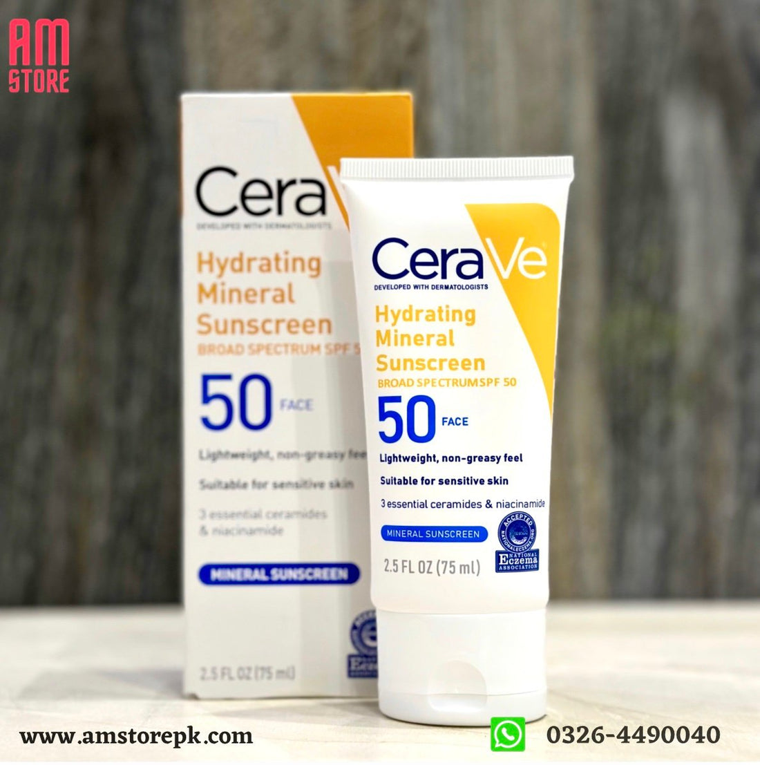 Cerave Hydrating Mineral Sunscreen SPF50 75 ml ( Original Factory Leftover )