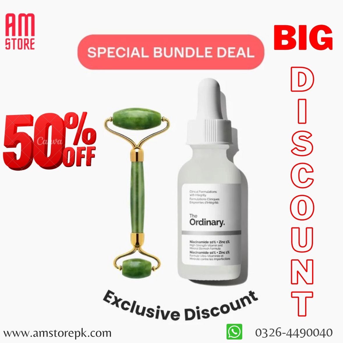 Ordinary Niacinamide Serum + Gua Sha Jade Roller Bundle