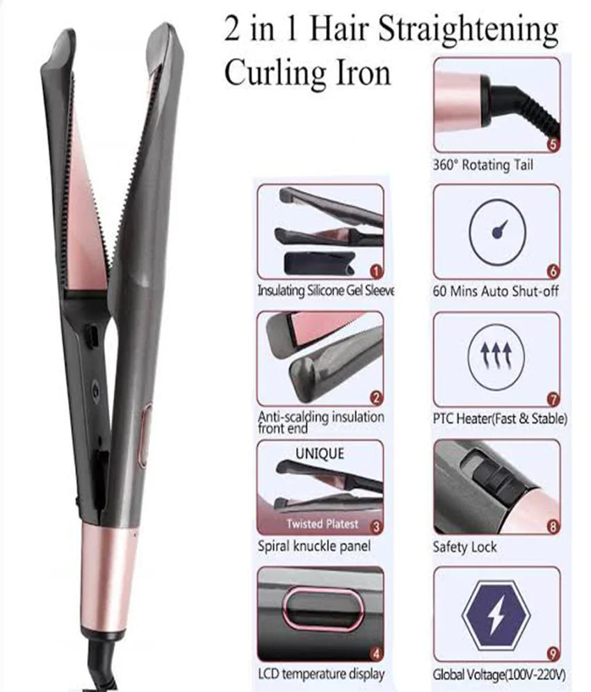 Unique Twisted Plate 2 in 1 Hair Curling