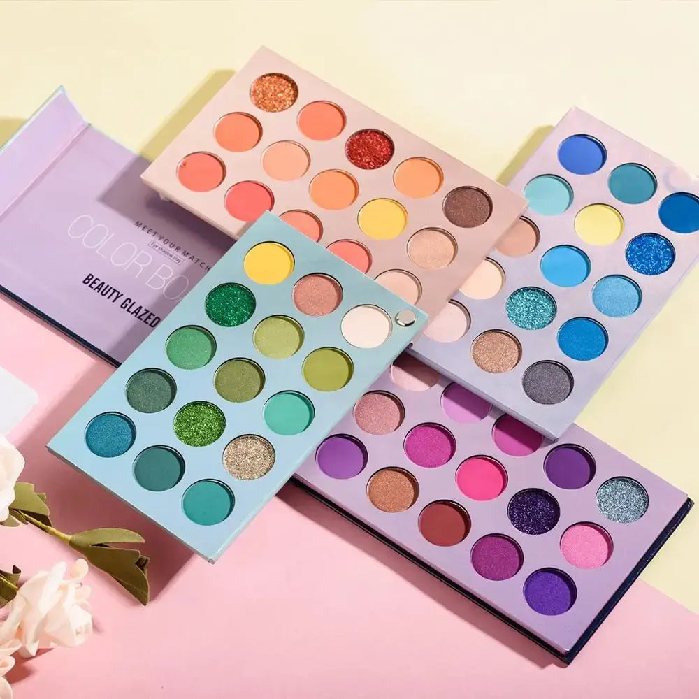 60 Colors Eyeshadow Palette, 4 in1 Color Board Makeup Palette Set Highly Pigmented Glitter Metallic Matte Shimmer Natural Ultra Eye Shadow Powder Easy to Blend