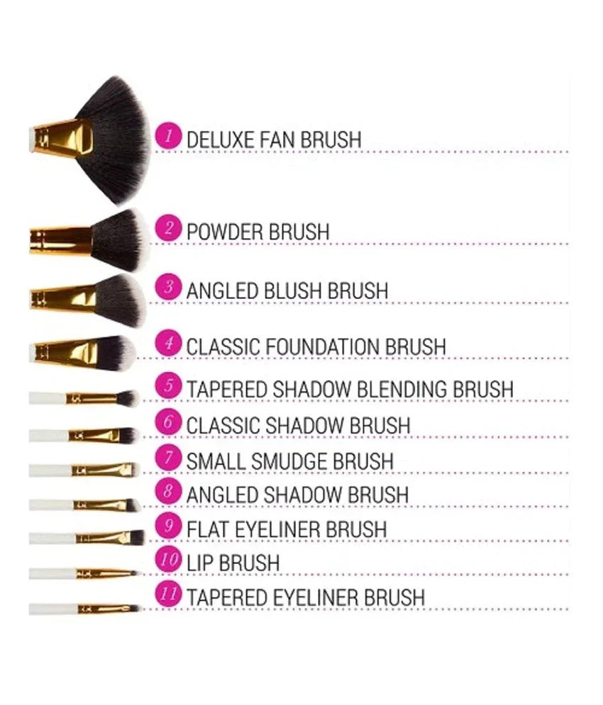 BH Cosmetics Dot Collection 11 Pcs Brush Set - White